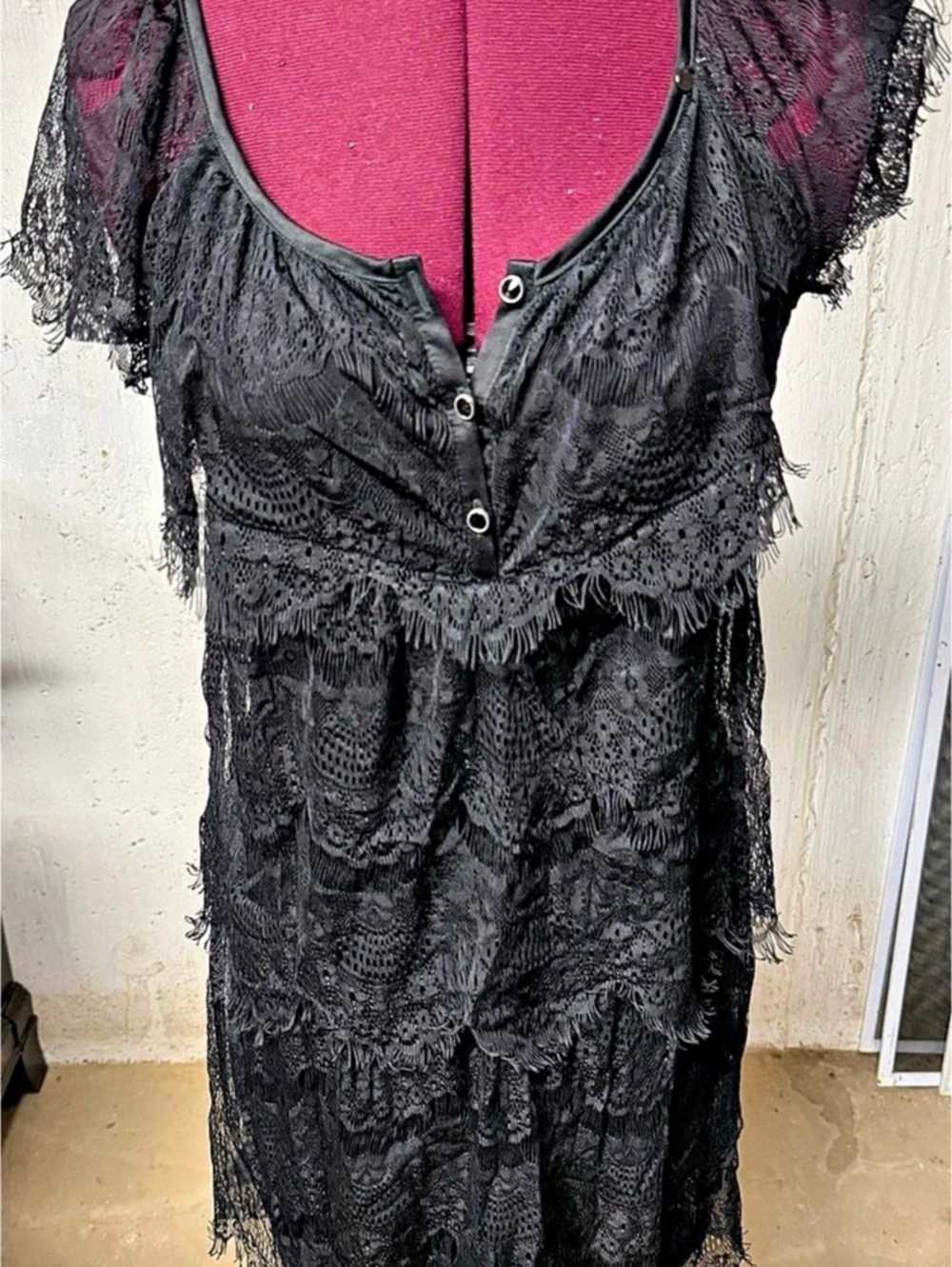 Guess Black Lace Fringe Tunic
